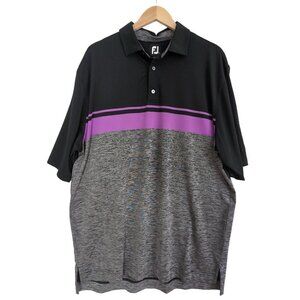 FootJoy Polo Golf Shirt Men XL Black Purple Gray Short Sleeve Providence GC Logo